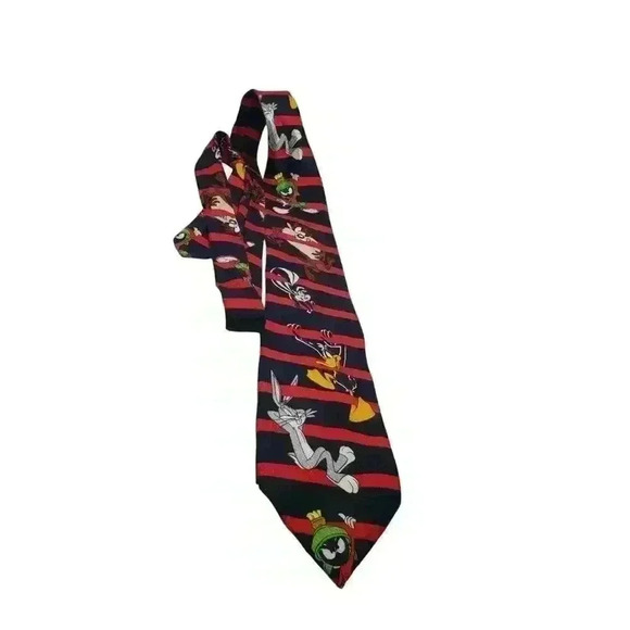 Vintage Looney Tunes Neck Tie 1995 Bugs Daffy Pepe Le Pew Taz Martin Martian - Picture 5 of 10